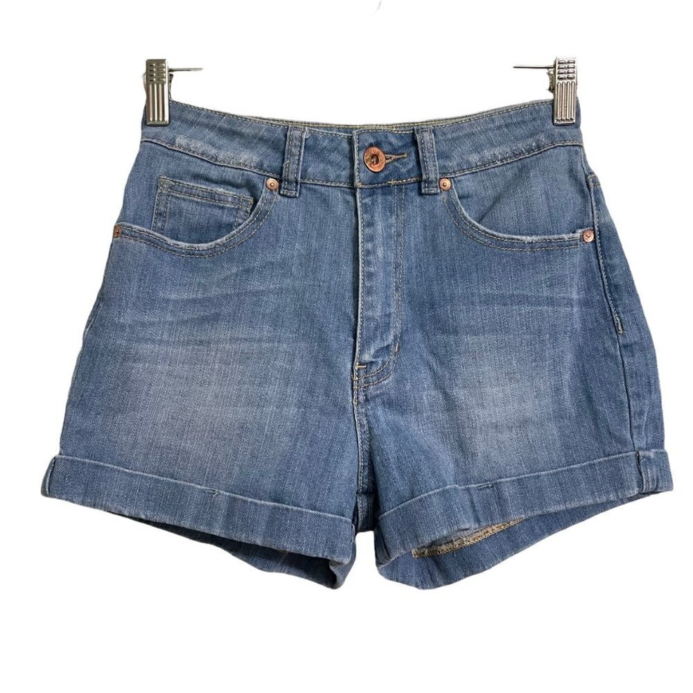 Bullhead Denim Women's Juniors High Rise Rolled Cuff Jean Mom Shorts Size 5